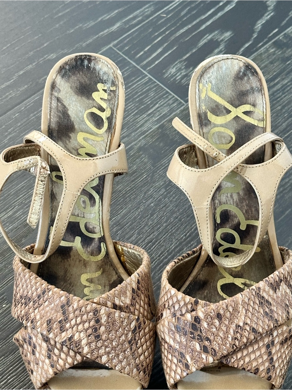 Beige Snake-Print Women’s Sandals